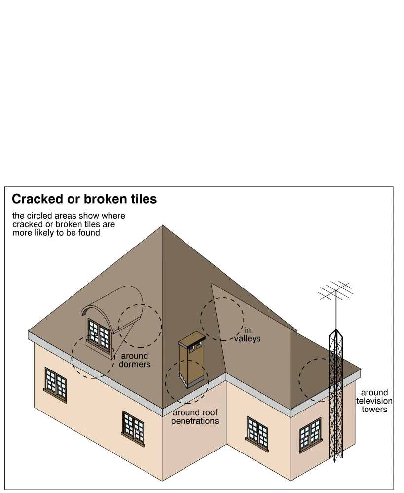 Cracked or broken tiles