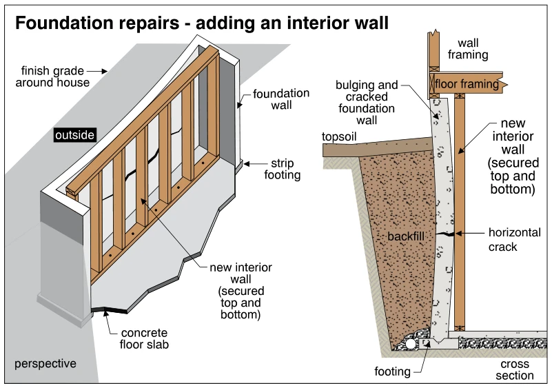 Foundation repairs - adding an interior wall