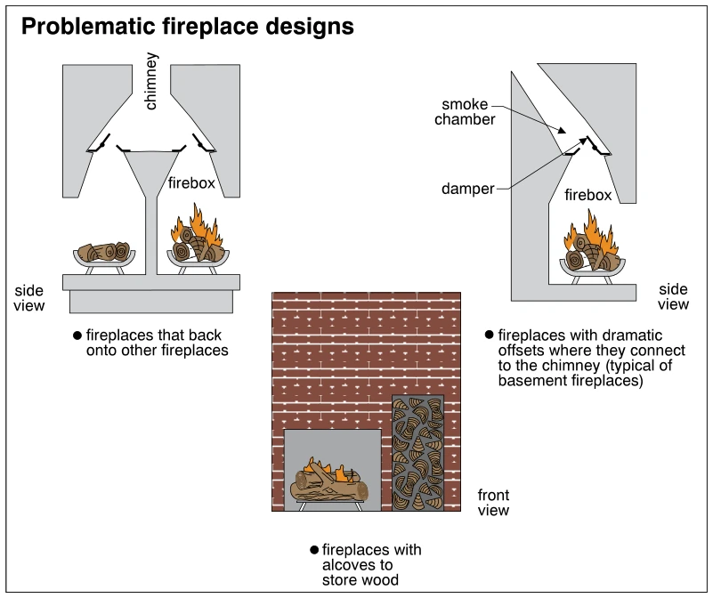 Problematic fireplace designs