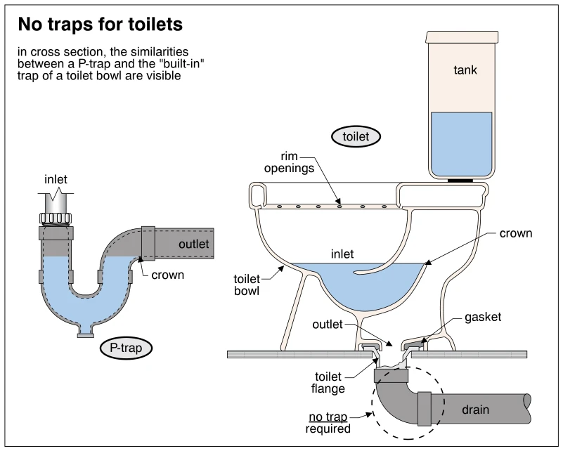 No traps for toilets
