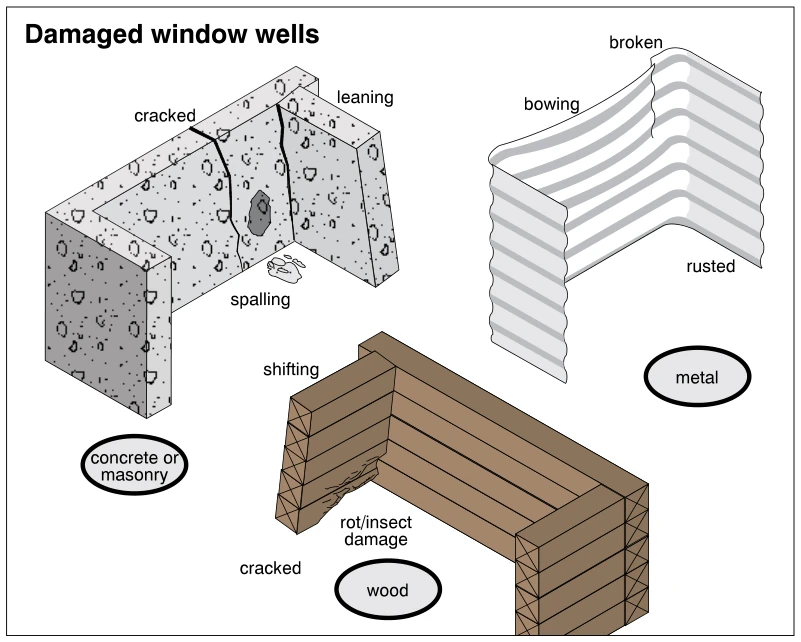 Damaged window wells